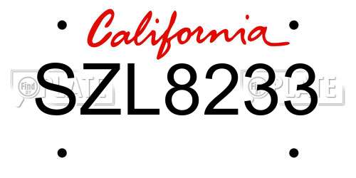 SZL8233 California License Plate