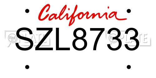 SZL8733 California License Plate