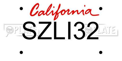 SZLI32 California License Plate
