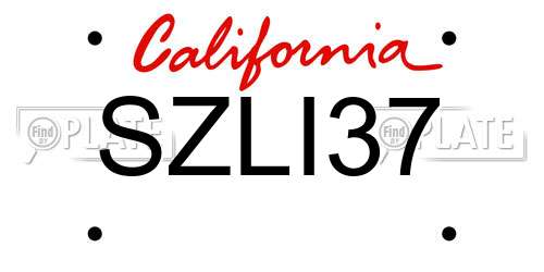 SZLI37 California License Plate