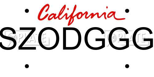 SZODGGG California License Plate