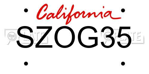 SZOG35 California License Plate