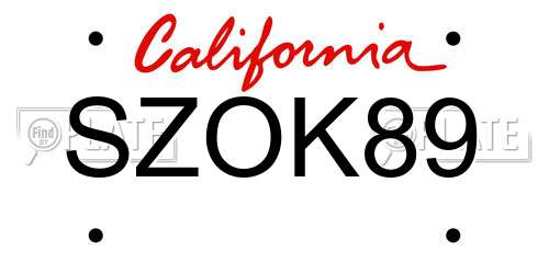 SZOK89 California License Plate