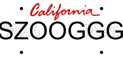 SZOOGGG California License Plate