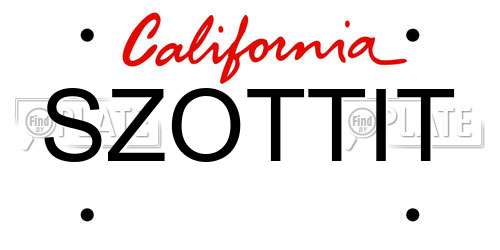 SZOTTIT California License Plate