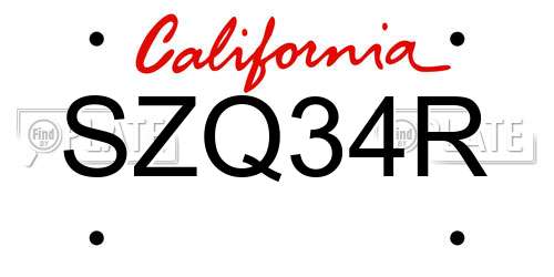 SZQ34R California License Plate
