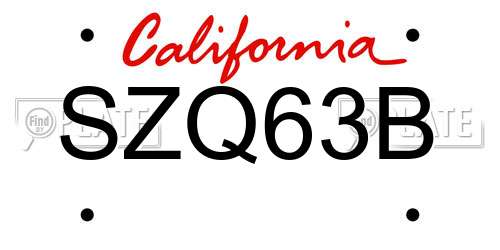 SZQ63B California License Plate