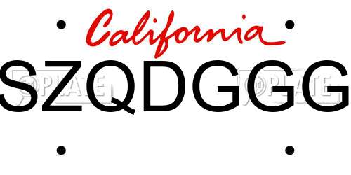 SZQDGGG California License Plate