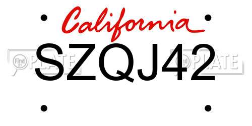 SZQJ42 California License Plate