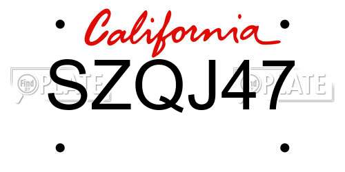 SZQJ47 California License Plate