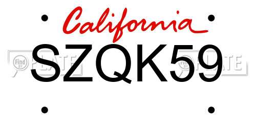 SZQK59 California License Plate