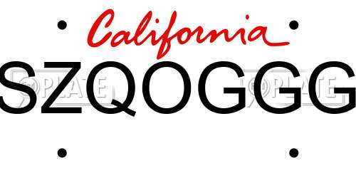 SZQOGGG California License Plate