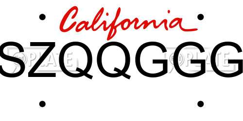 SZQQGGG California License Plate