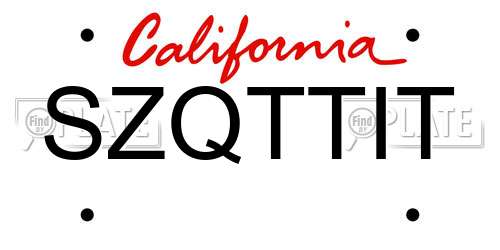 SZQTTIT California License Plate