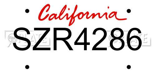 SZR4286 California License Plate