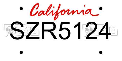 SZR5124 California License Plate