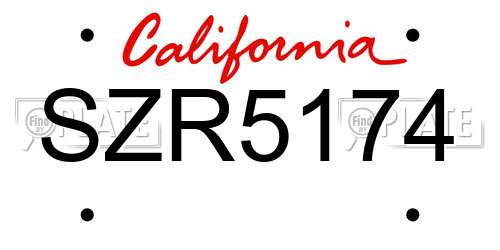 SZR5174 California License Plate