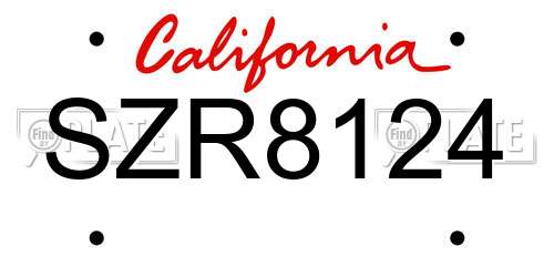 SZR8124 California License Plate