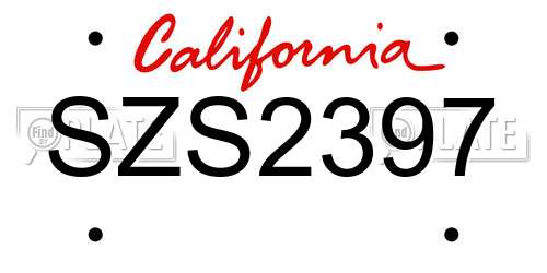 SZS2397 California License Plate