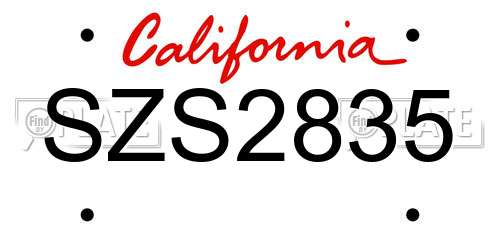 SZS2835 California License Plate