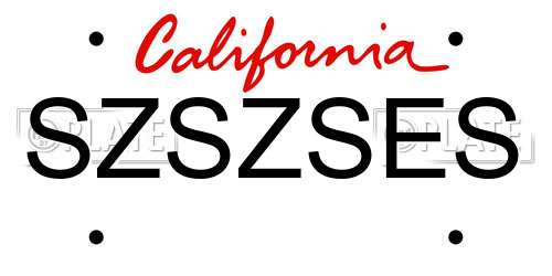 SZSZSES California License Plate