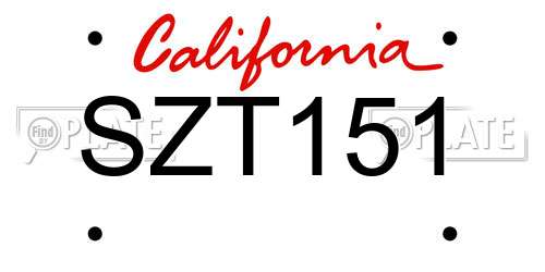 SZT151 California License Plate