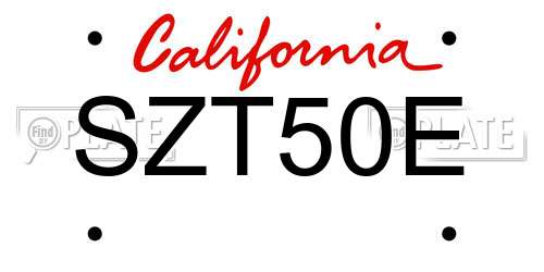 SZT50E California License Plate