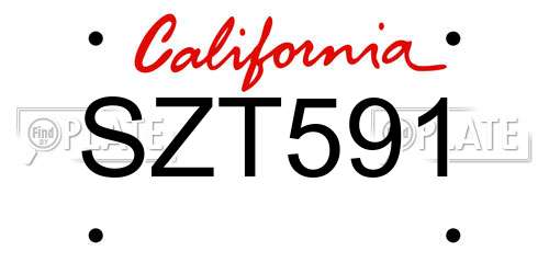 SZT591 California License Plate