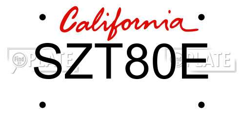 SZT80E California License Plate