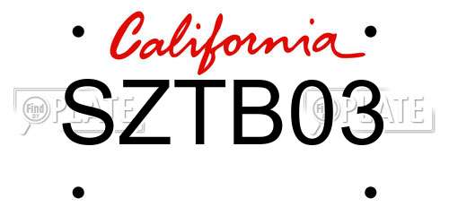 SZTB03 California License Plate
