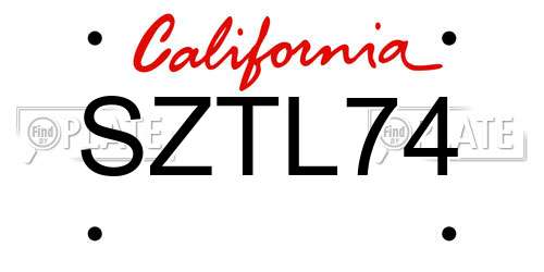 SZTL74 California License Plate