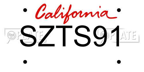 SZTS91 California License Plate