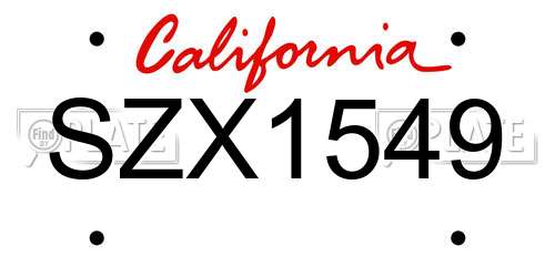 SZX1549 California License Plate
