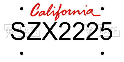 SZX2225 California License Plate