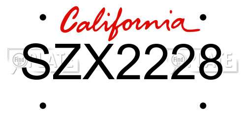 SZX2228 California License Plate
