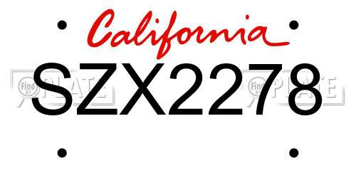 SZX2278 California License Plate