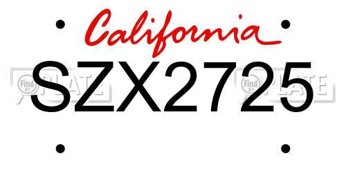 SZX2725 California License Plate