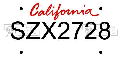 SZX2728 California License Plate