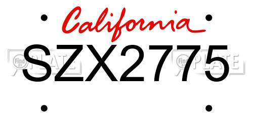 SZX2775 California License Plate