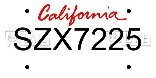 SZX7225 California License Plate