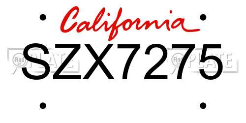 SZX7275 California License Plate