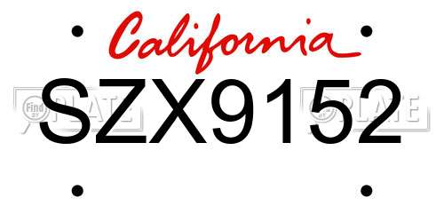 SZX9152 California License Plate