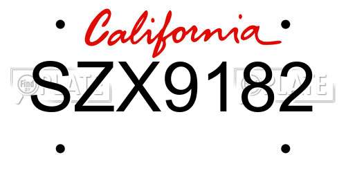 SZX9182 California License Plate
