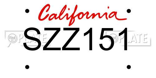 SZZ151 California License Plate