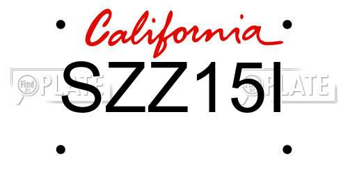 SZZ15I California License Plate