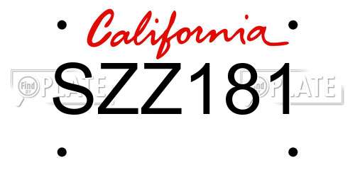 SZZ181 California License Plate