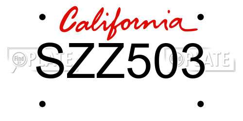 SZZ503 California License Plate