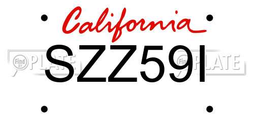 SZZ59I California License Plate
