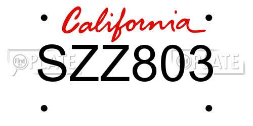 SZZ803 California License Plate