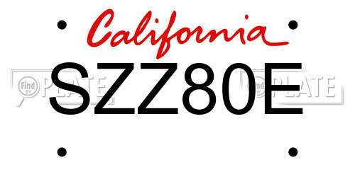 SZZ80E California License Plate